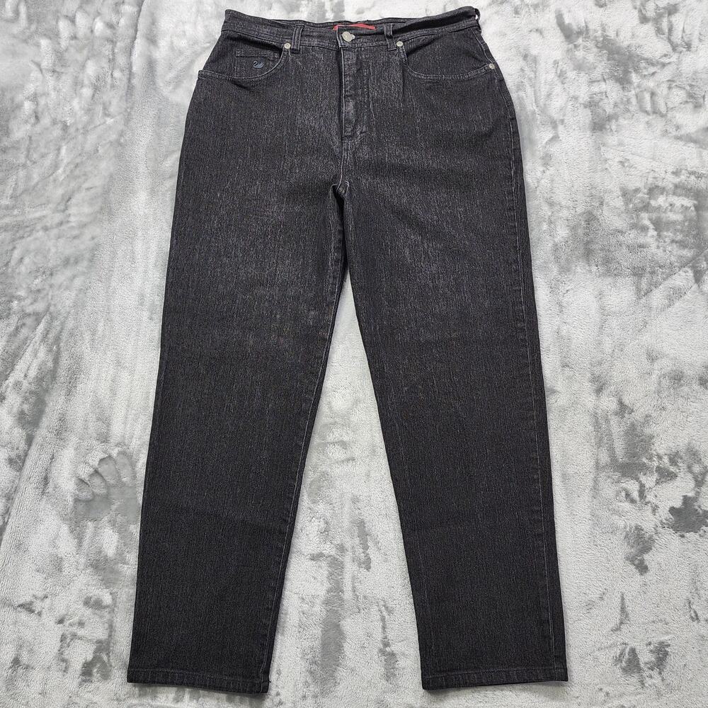 Vintage Gloria Vanderbilt Jeans Womens 16 SHORT Black High Rise Slim Leg Tapered